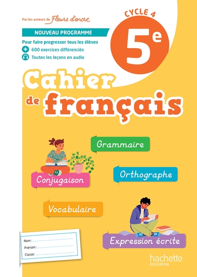 Cahier de français 5ème 2026